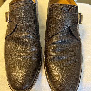 Cole Haan Contemporary Monk Strap Pebble Brown Leather 9.5 D